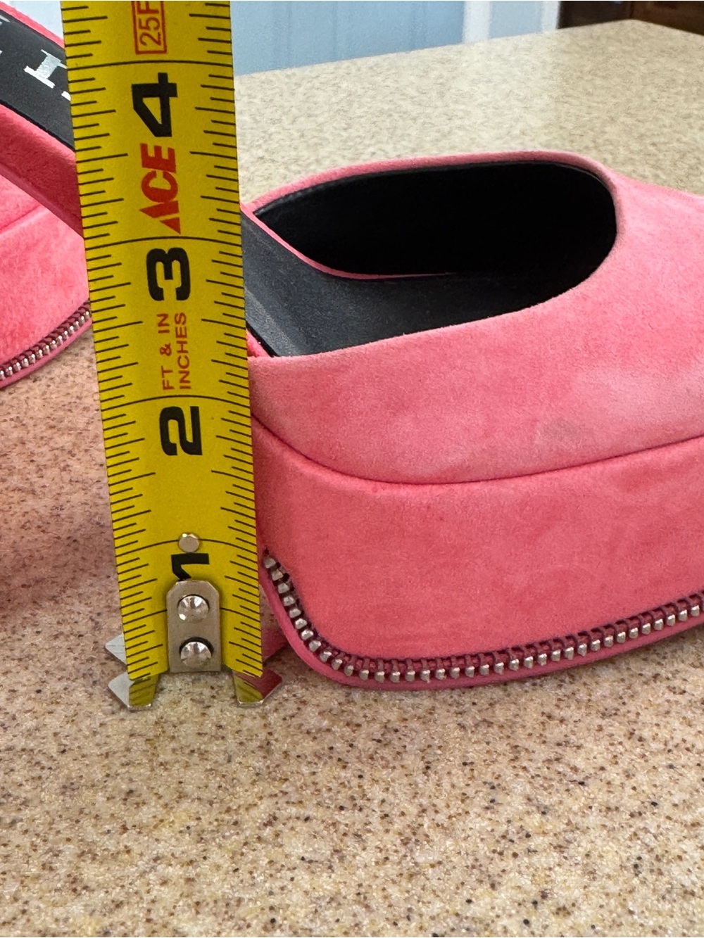 Gianni Bini Otten Pink Suede Ankle Strap Platform Heels 6.5 Fabric Zip - Picture 7 of 12